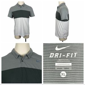 Nike Golf Gray & White DriFit Polo XL